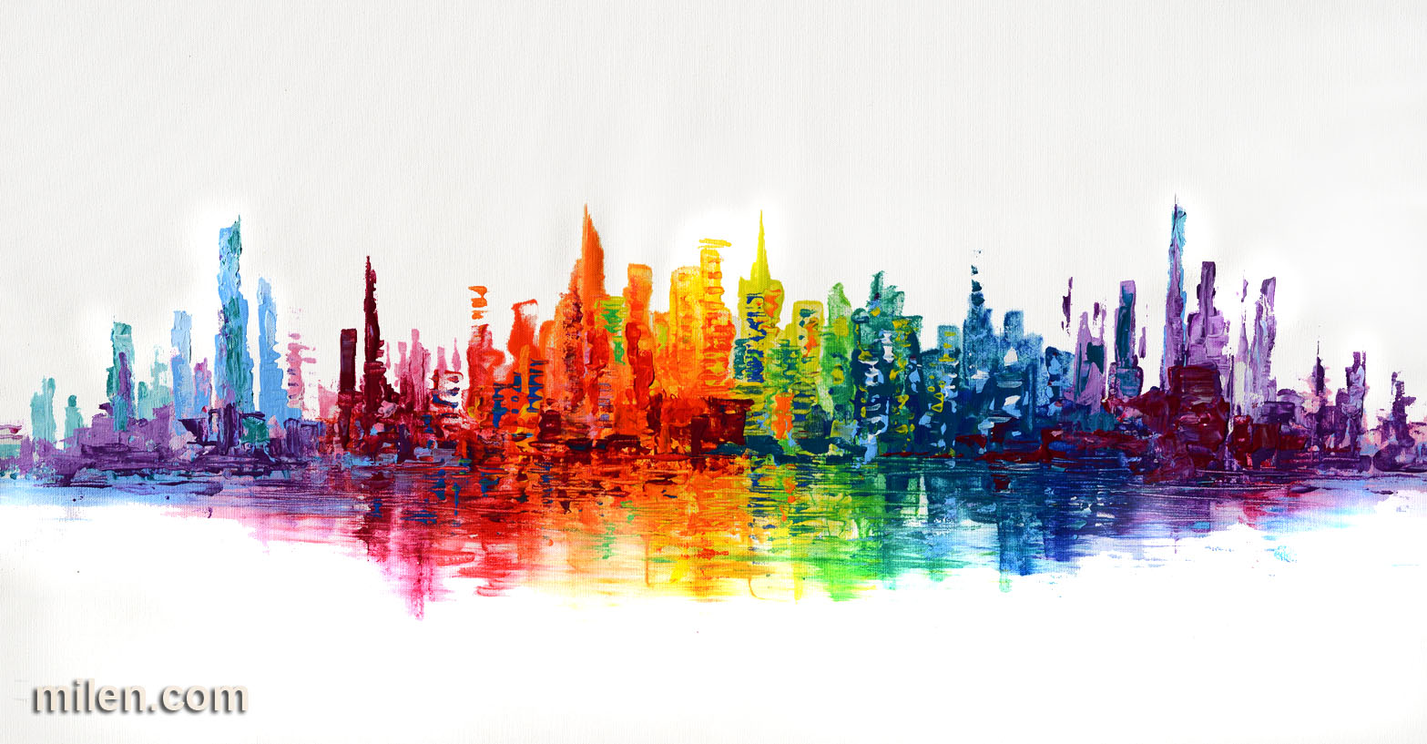 Skyscrapers spectrum-abstract-painting-original