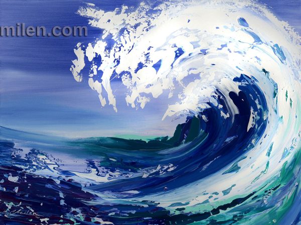 wave ocean blue abstract painting