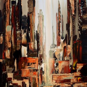abstract paintings brown cityscape