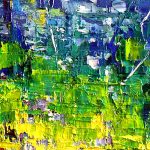 Detail of Run The World abstract painting, oil on canvas impressionist palette knife textured painting abstract artwork